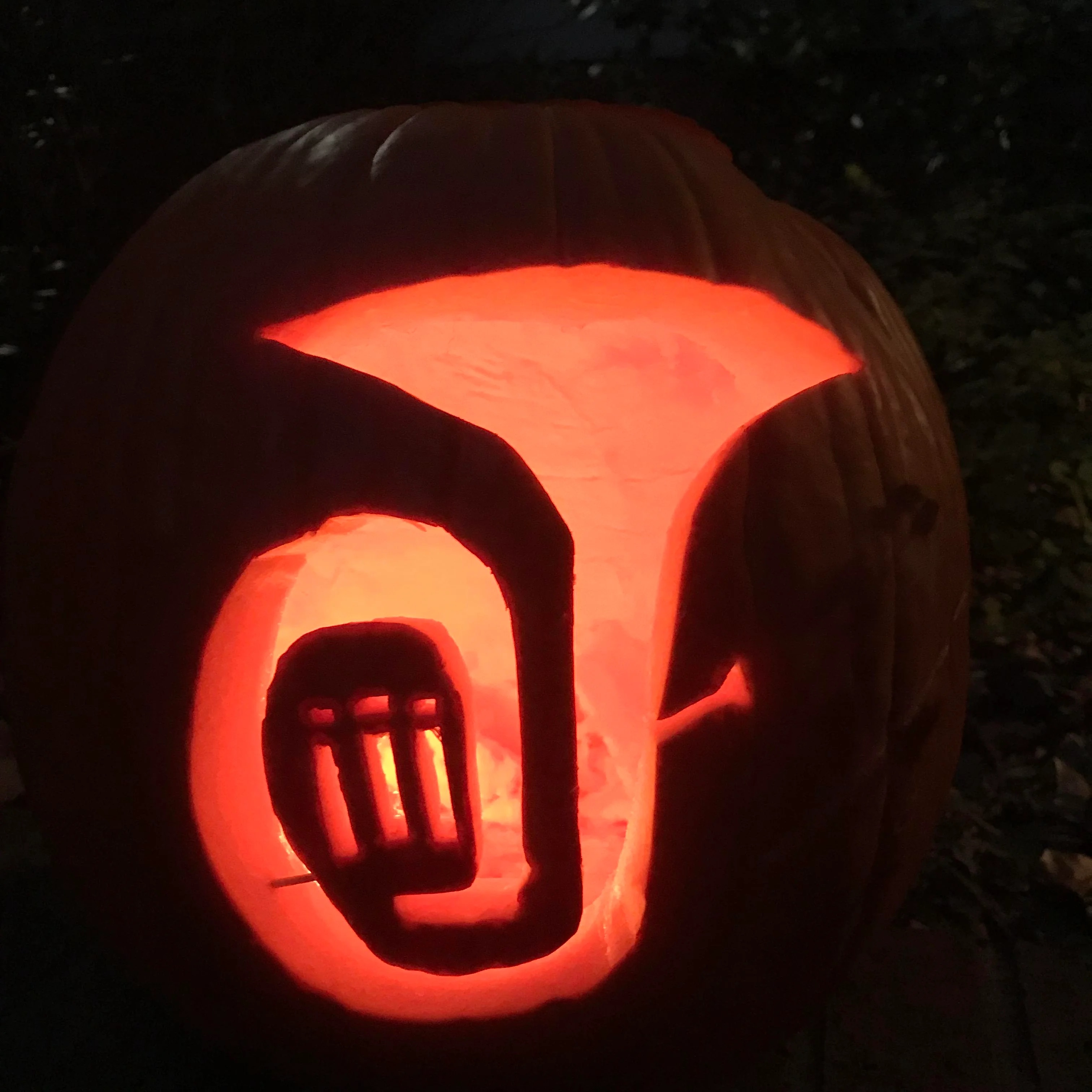 Pumpkin carved with a tuba