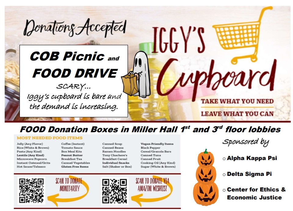 Food Drive at the College of Business for Iggy's Cupboard November 27 through 31