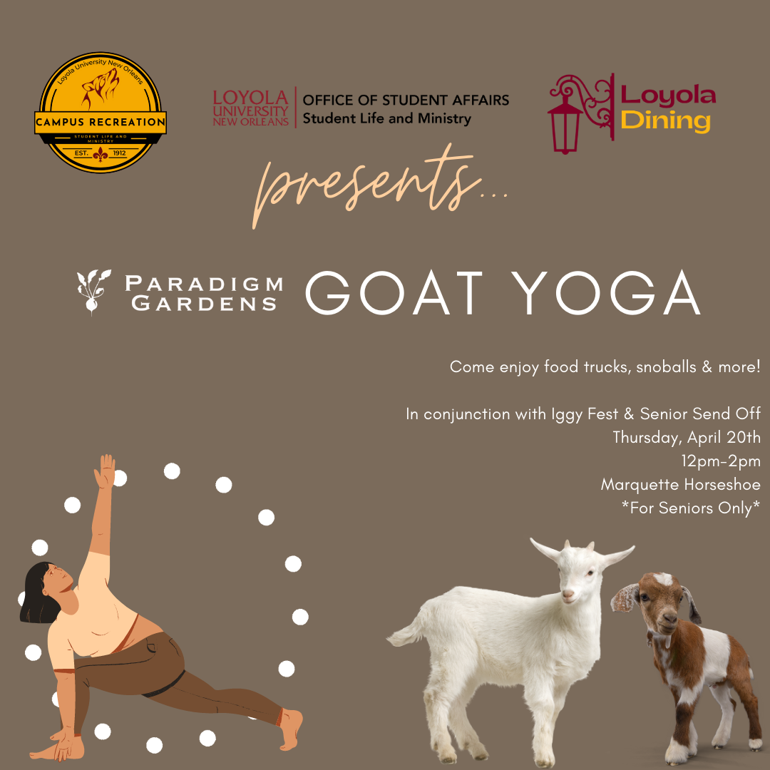 Seniors,   Enjoy FREE food, snowballs, and music. Even have the chance to do yoga or simply take a picture with a baby goat.      This event is for graduating Seniors only.