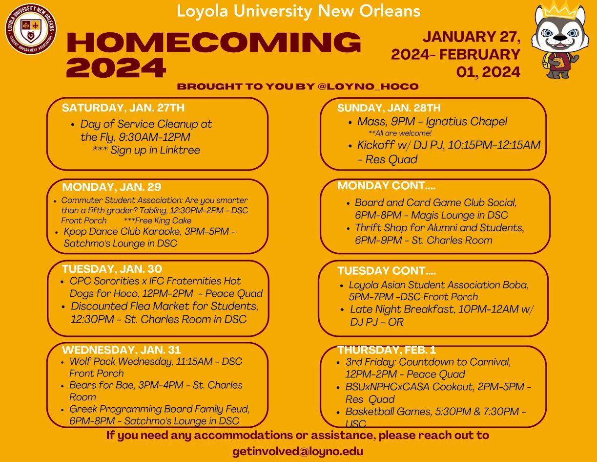 Homecoming Schedule