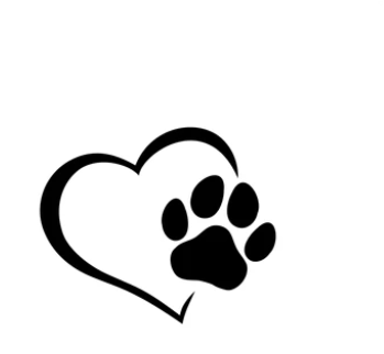 Clipart of a paw print and a heart