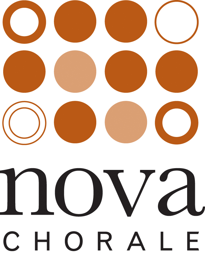 The logo for NOVA Chorale - 12 colored circles in 3 rows and 4 columns, with NOVA Chorale printed underneath.