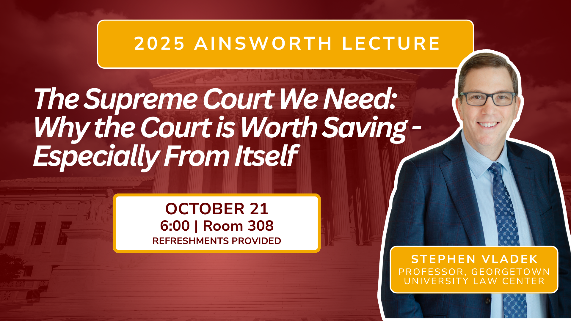 Banner Image featuring Stephen Vladek's lecture