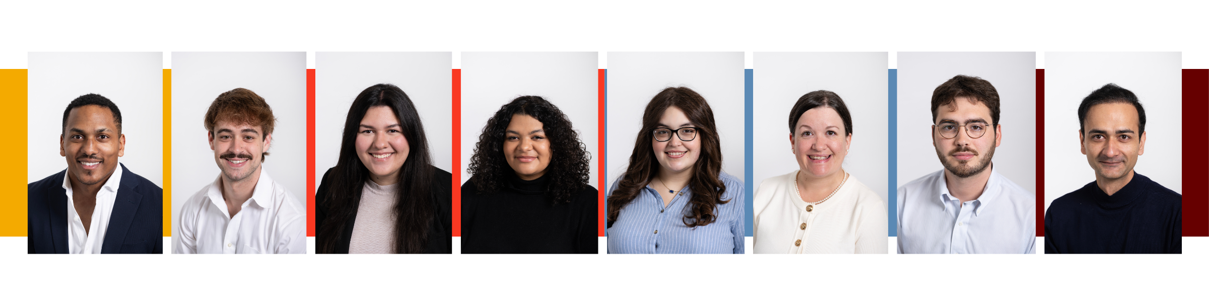 Eight headshots of the eight finalists against a white background.